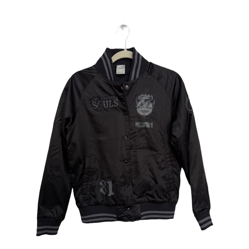 NIKE X MARK WARD Raising Hell St Reatham Women's Varsity Bomber Jacket M Black